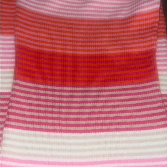 DEE ELLY Off-The-Shoulder Striped Knit Ruffle Hem in Sunset Midi Dress Sz SMALL - Picture 4 of 10